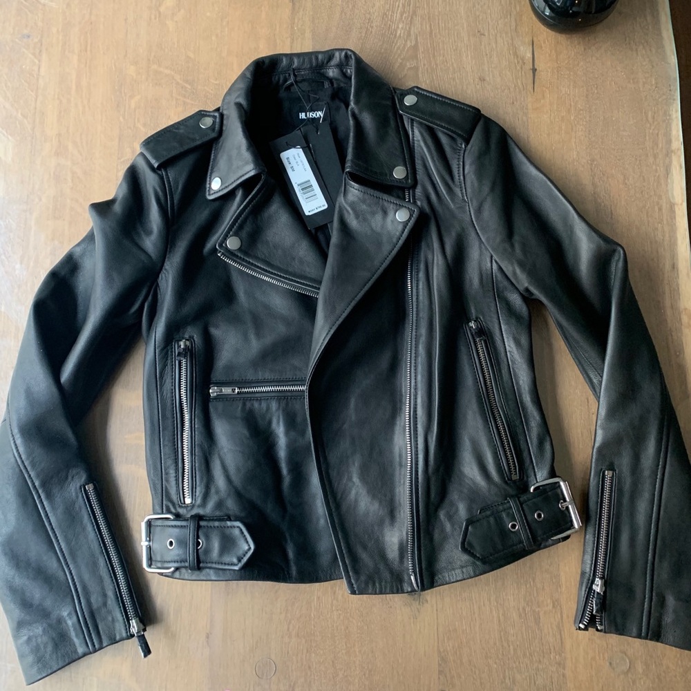 Hudson lamb leather moto jacket